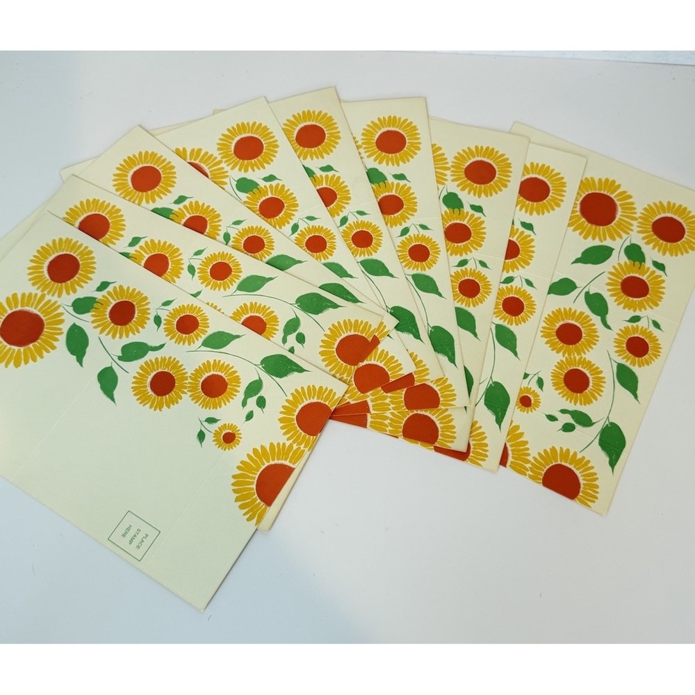 Retro 70s Style Sunflower Greeting Cards Lot Orange Yellow Floral Blank Cards
